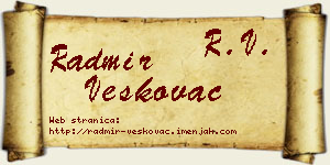Radmir Veškovac vizit kartica